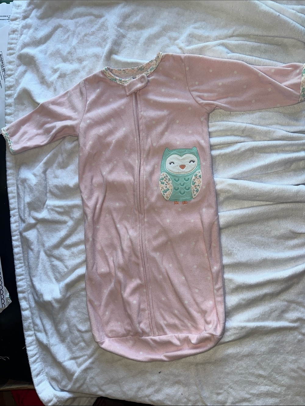Carter's Light Pink Infant Sleep Gown with Mint and Cream Accent